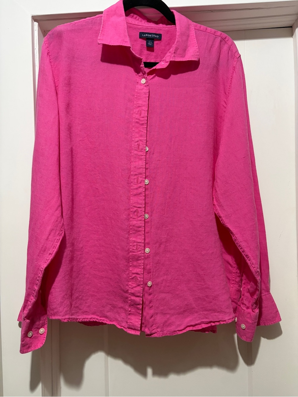 Lands' End Women's Button-Down Shirt in Bright Pink